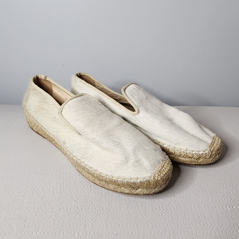 Elyse Walker Los Angeles Ivory Calf Hair Espadrille Women Size 37 Made In Spain